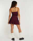 image of Nelly Cropped Corset Top in Burgundy with Ecru Stitch Detail