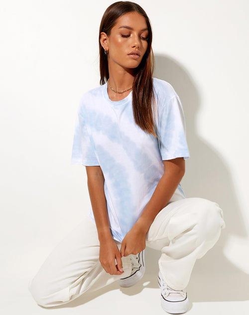 Image of Oversize Basic Tee in Blue and White Swirl Tie Dye