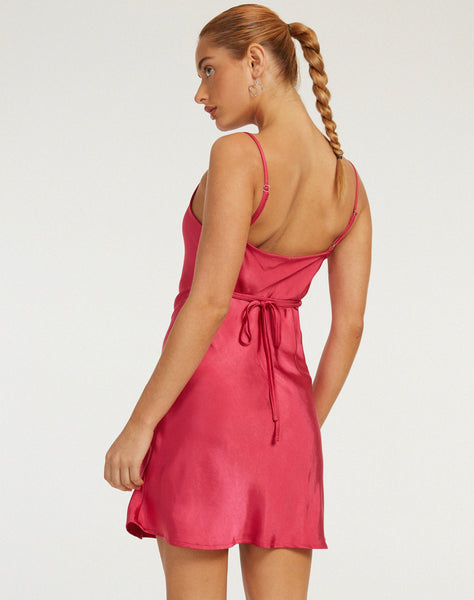 image of Paiva Slip Dress in Satin Bright Dark Pink