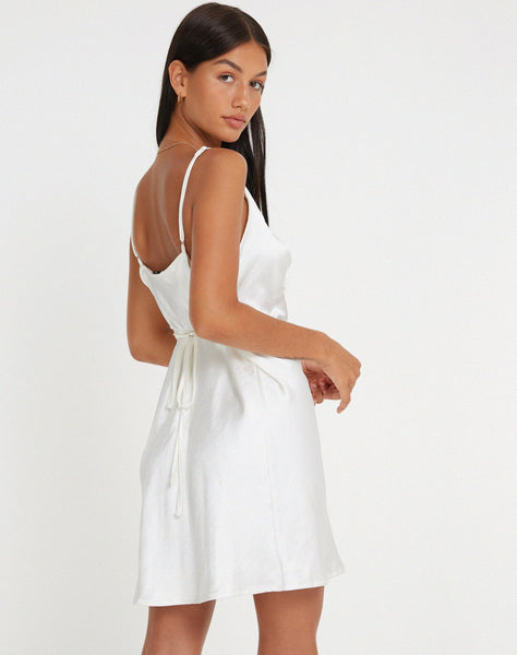 Image of Paiva Slip Dress in Satin Ivory