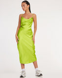 Image of Palasha Midi Dress in Satin Lime Green