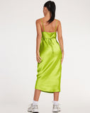 Image of Palasha Midi Dress in Satin Lime Green