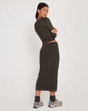 Image of Peka Midi Skirt in Gunmetal with Grey Top Stitch