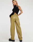 image of Parallel Trouser in PU Leaf Green