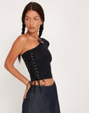 image of Quinley One Shoulder Top in Black