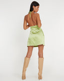 image of MOTEL X JACQUIE Rauna Mini Dress in Satin Nile Green