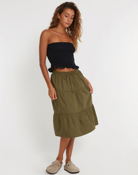 image of Reef Midi Skirt in Loden Green