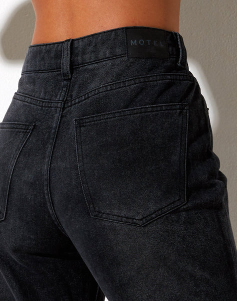 Image of Relaxed Bootleg Jeans in Black Grunge