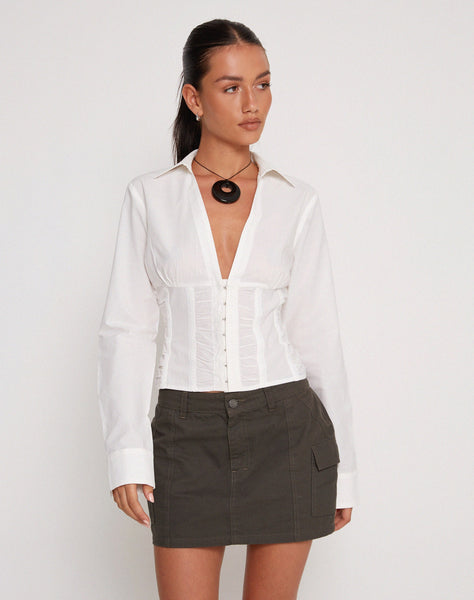 Image of Rohan Long Sleeve Fitted Shirt in Poplin White