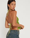 image of Runita Halter Top in Mini Sequin Lime Green