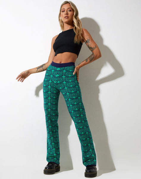 image of Sabila Trouser in Swirl Green and Blue