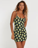 Image of Saleh Mini Dress in Cute Floral Black and Yellow