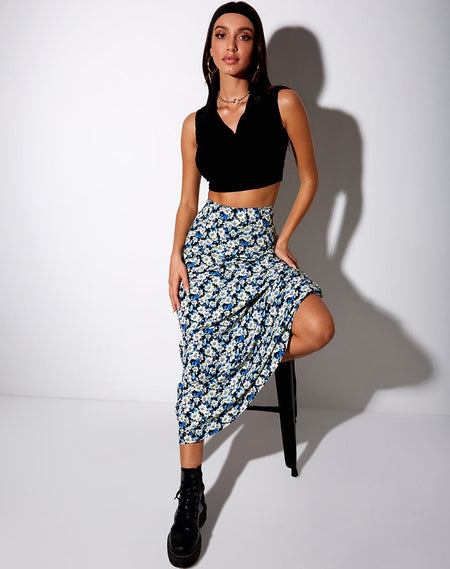 Tindra Midi Skirt in Crinkle Botanic Mint Foam