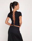 Image of Sayda Lace Back Top in Black