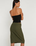 image of Sekoji Side Slit Midi Skirt in Khaki