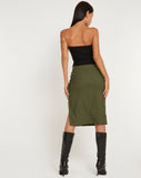 image of Sekoji Side Slit Midi Skirt in Khaki