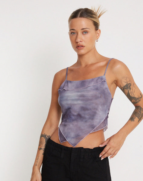 image of Shindu Printed Mesh Top in Smokey Gradients Purple