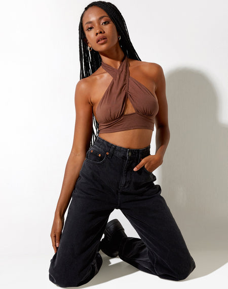 Asmi Crop Top in Deep Mahogany