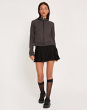 Image of Sookie Zip Up High Neck Sweater in Beluga Grey Piping