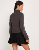 Image of Sookie Zip Up High Neck Sweater in Beluga Grey Piping