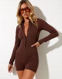 Image of Warna Playsuit in Rib Deep Mahogany