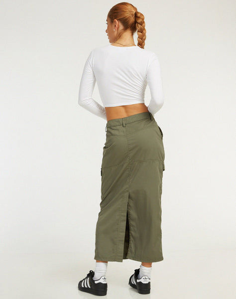 image of Widya Cargo Maxi Skirt in Dark Olive