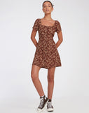 IMAGE OF Zavacca Day Dress in Earthy Floral Brown