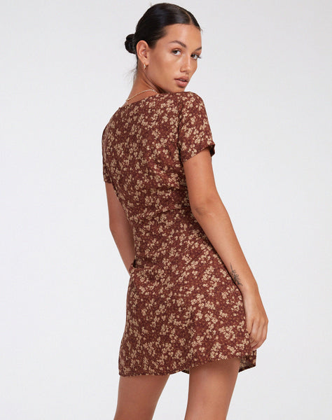 IMAGE OF Zavacca Day Dress in Earthy Floral Brown