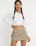 Image of MOTEL X JACQUIE Zephyr Mini Skirt in Cotton Drill Taupe