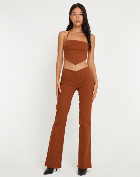 Zaltana Flare Trouser in Tailoring Brown