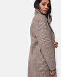 Duster Longline Coat in Glenn Check Natural