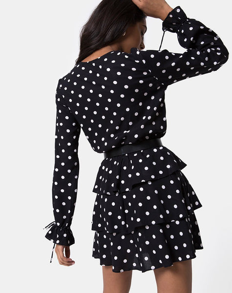 Kepsibelle Dress in Medium Polka Black and White