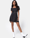 Zavacca Tea Dress in Medium Polka Black and White