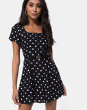 Zavacca Tea Dress in Medium Polka Black and White