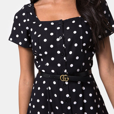 Zavacca Tea Dress in Medium Polka Black and White