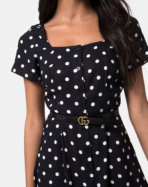 Zavacca Tea Dress in Medium Polka Black and White