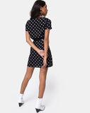 Zavacca Tea Dress in Medium Polka Black and White