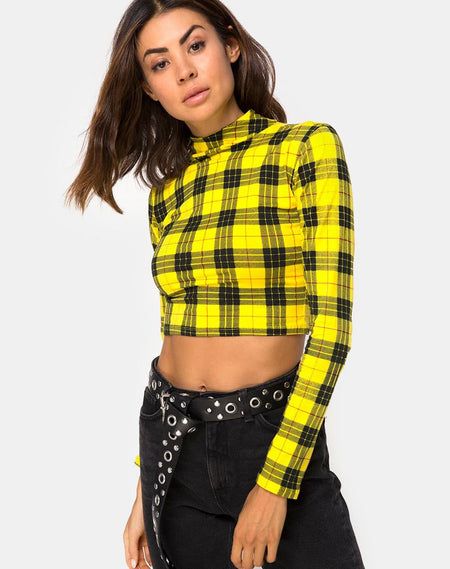 Lara Crop Top in Black Sheer Stripe