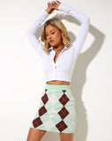 Image of Riani Mini Skirt in Argyle Green Cream and Brown