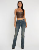 Image of Riaza Bandeau Corset Top in PU Brown