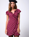 Rica Dress in Medium Polka Wine