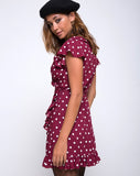 Rica Dress in Medium Polka Wine