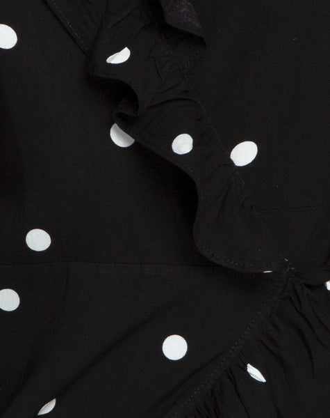 Rica Skater Dress in Black and White Polkadot