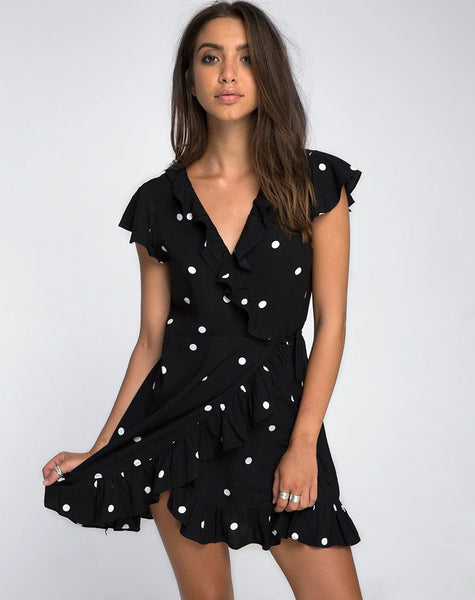 Rica Skater Dress in Black and White Polkadot