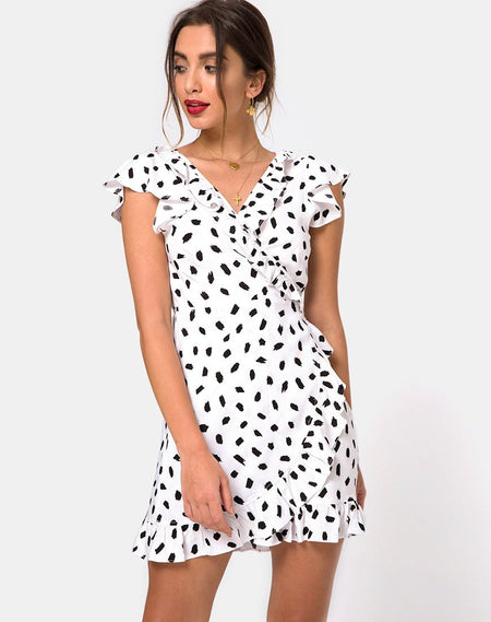 Rica Skater Dress in Medium Polka Red and White