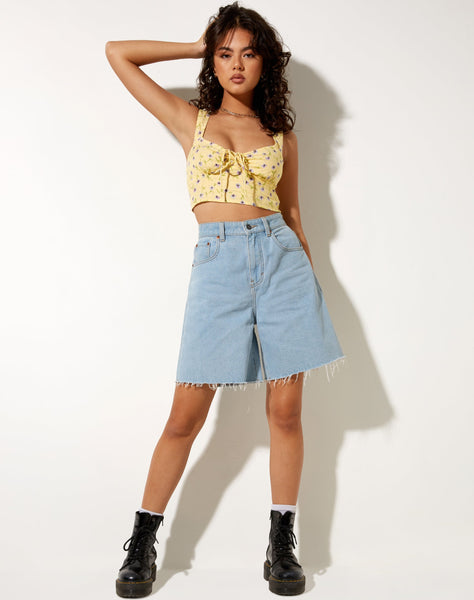 Image of Ridis Vest Crop Top in Wild Flower Lemon Drop