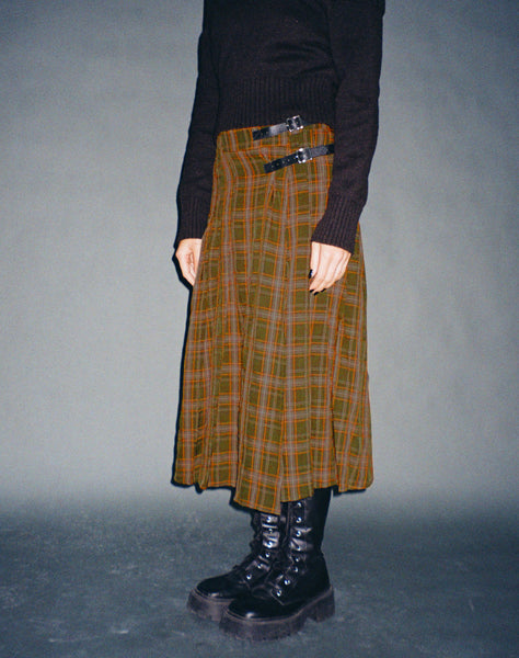 image of Rigifa Midi Skirt in Tartans Green Brown