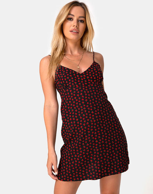 Rilia Dress in Dotty Rose Red