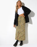 image of Rima Midi Skirt in Spring Ditsy Yellow