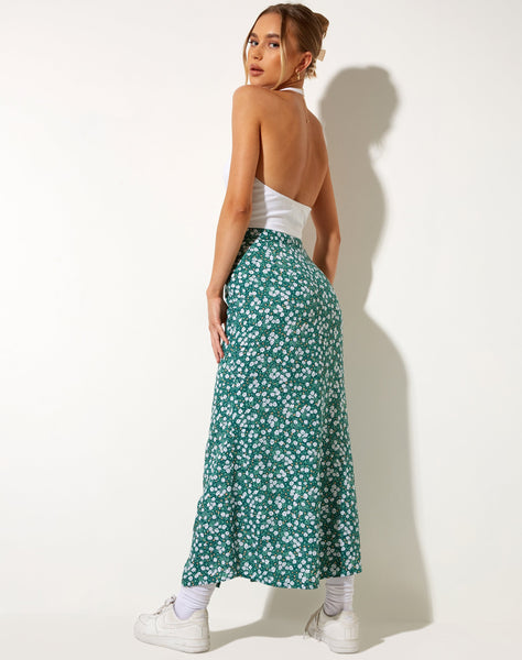 Image of Rima Midi Skirt in Floral Field Green